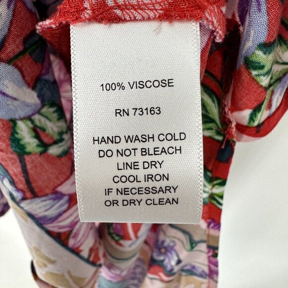 3/$25 Cupio Tropical Floral High Low Tunic Dress S Sleeveless Sundress Red - Picture 8 of 10